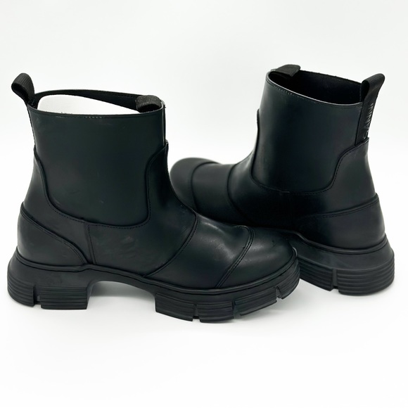 GANNI Black Rubber Ankle Boots - Picture 1 of 7